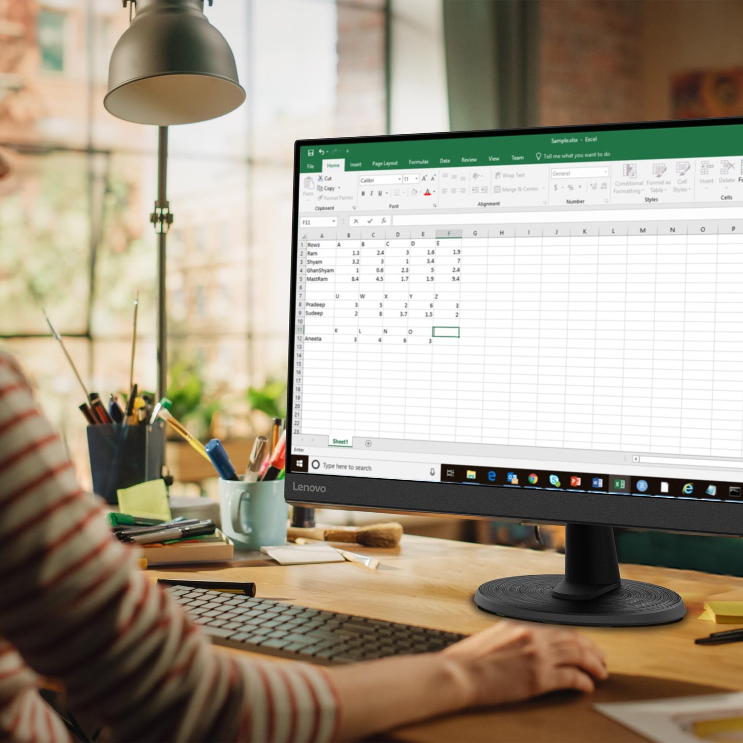 Lenovo D27-45 Monitor | 27" Full HD Monitor | 1920x1080 | 75Hz | 250 nits | 4ms response time | VA panel | HDMI | VGA | AMD Radeon FreeSync | Anti-glare | 4.6kg | black
