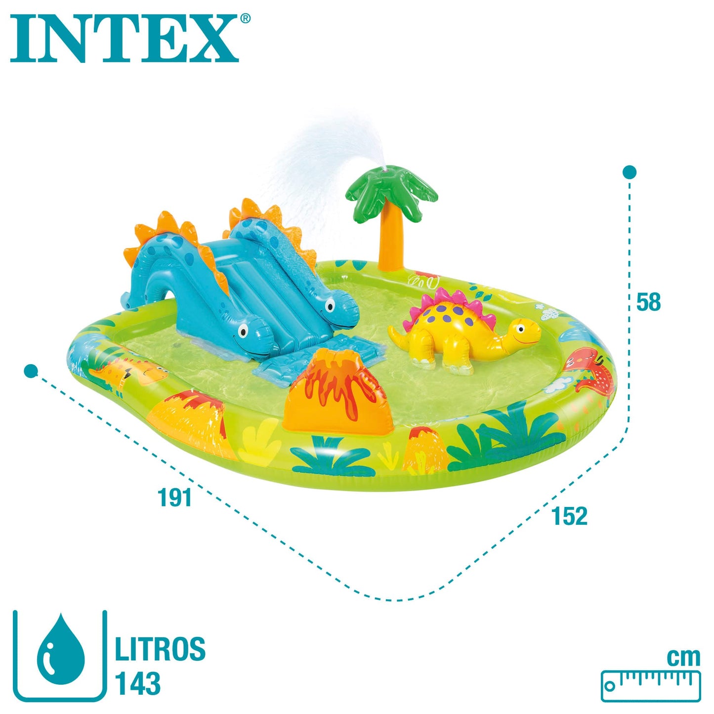 Intex 57166NP Playcenter Small Dino Dinosaur Inflatable Play Field, Multicolor