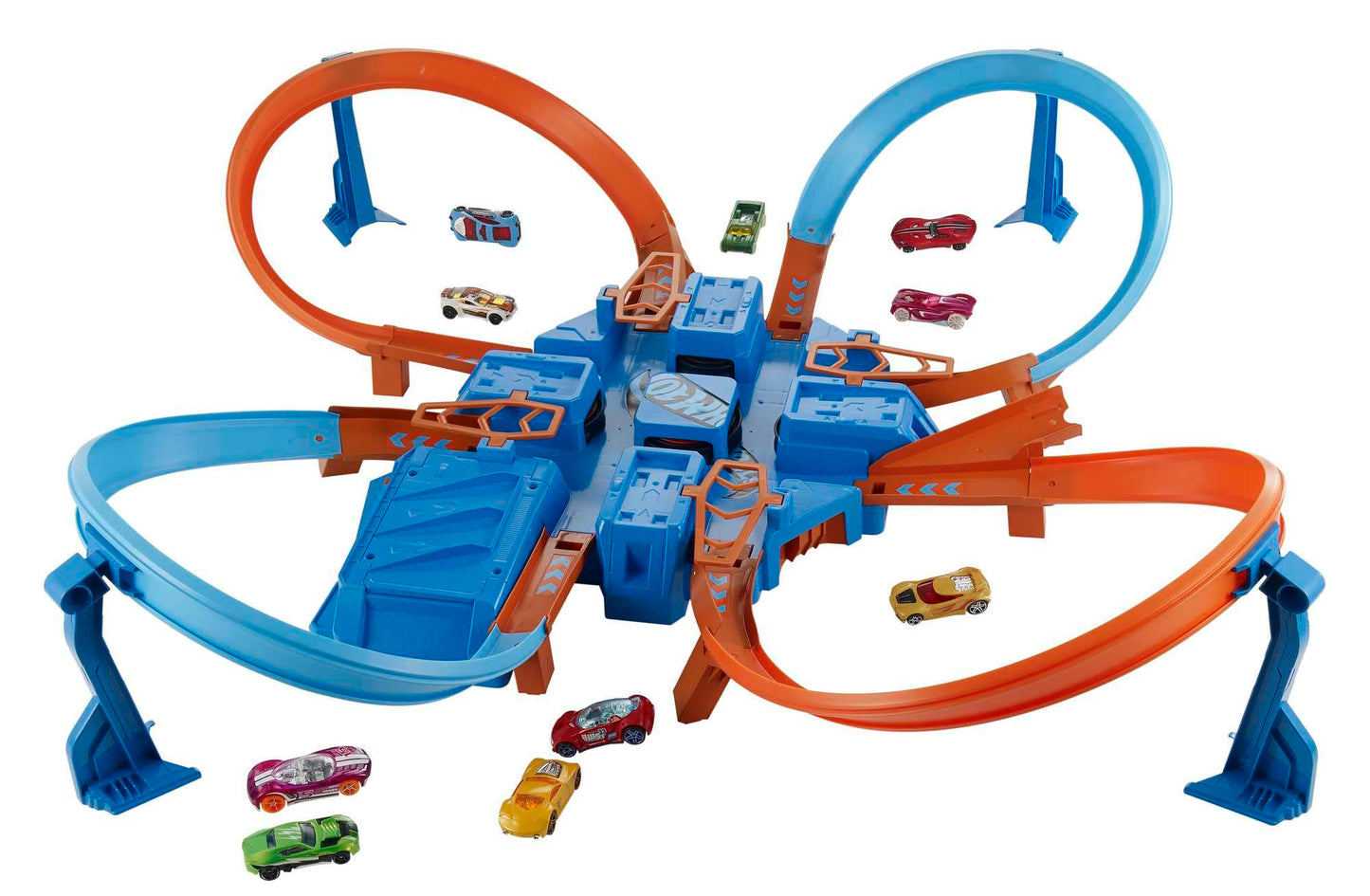 Hot Wheels DTN42 - Trackset with ramps, intersections, looping, parking spots, + 1 vehicle