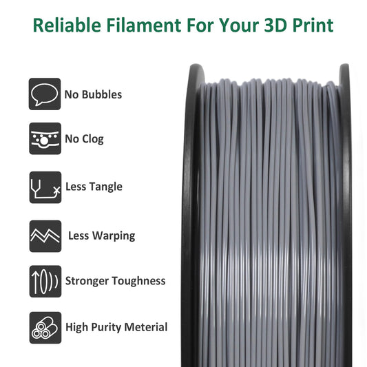 GEEETECH ABS+ Filament 1.75mm, 3D printer filament ABS 1KG spool, dimensional accuracy +/- 0.03mm, Grey