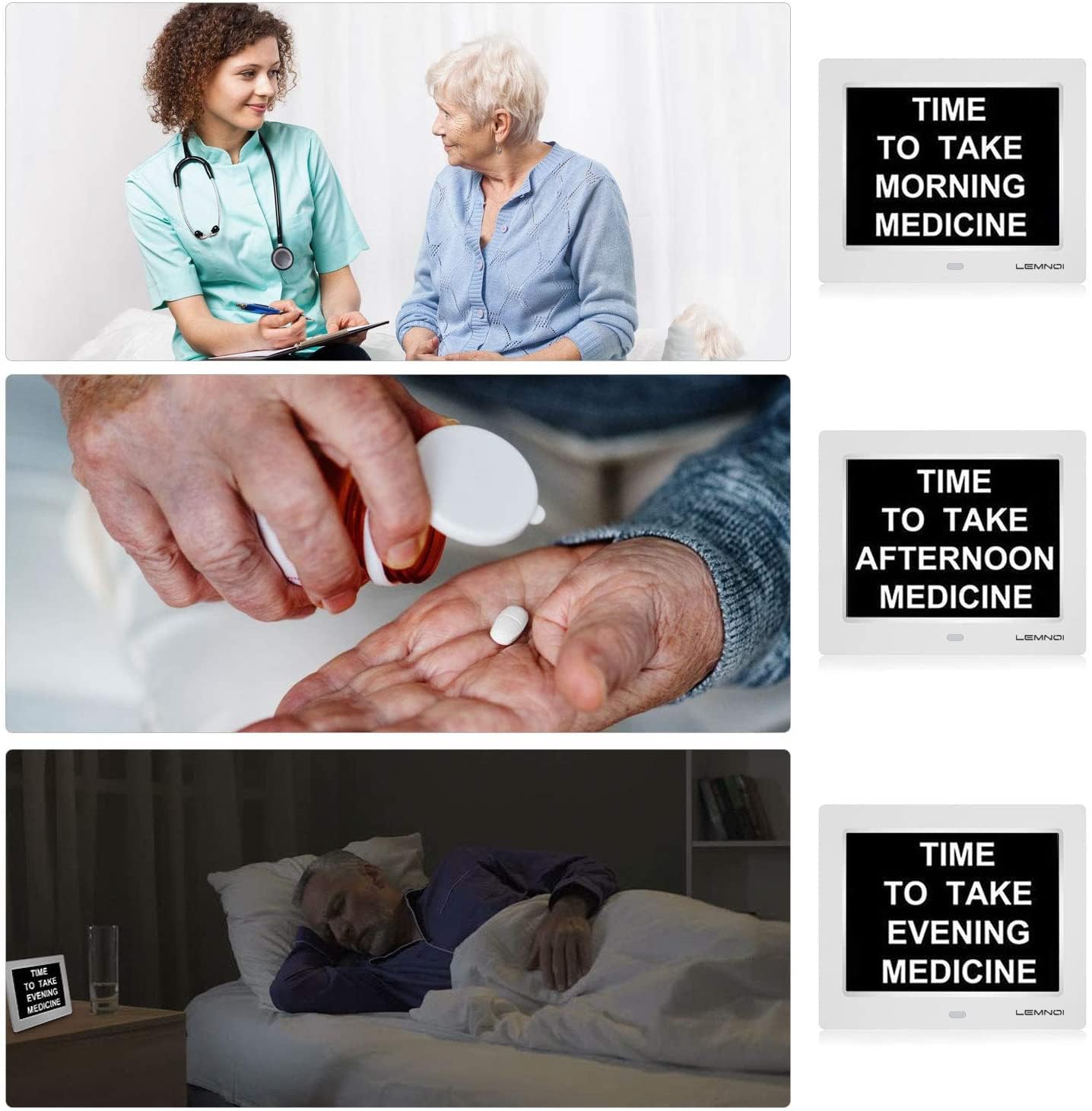 Lemnoi Senior Clock, Dementia Clock, Digital Calendar, Digital Alarm with Date and Day of the Week for individuals with Dementia (e.g. Alzheimer's), Seniors, Visually Impaired, Young Children - 7.5 inches
