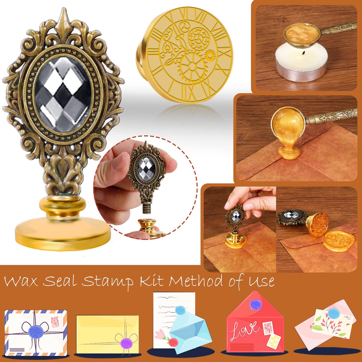 MPRINCE Feather Calligraphy Set - Quill Pen and Ink, Notebook, Wax Seal Stamp - Beautiful Gift Set in Gray.