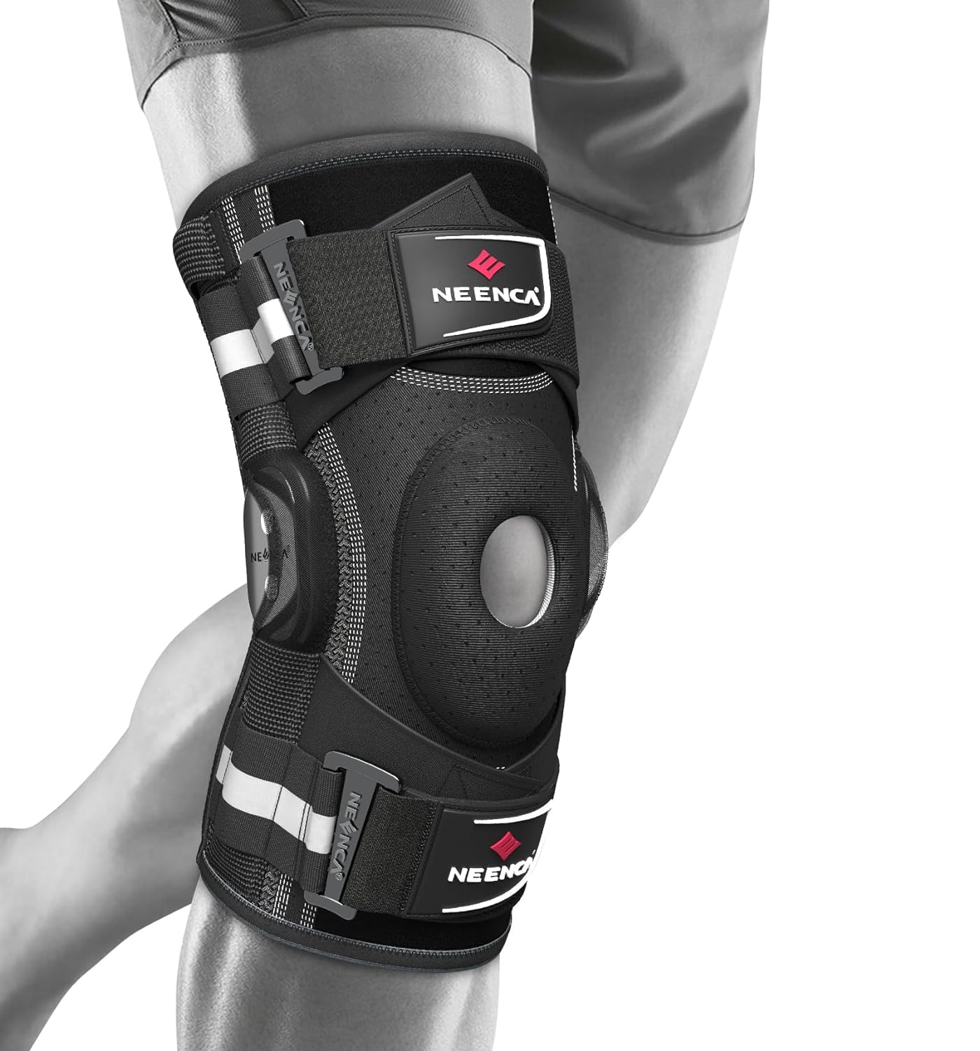 NEENCA Knee Brace for Knee Pain, Knee Support with Hinge and Patented X-Strap Attachment System, Provides Strong Stability for Pain Relief, for Arthritis, Meniscus Tears, ACL, PCL, MCL