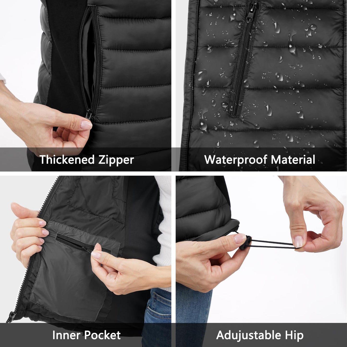 Heated Vest, Heated Vest Men Women with Battery, Heated Jacket Heating Vest Thermal Vest with 3 Temperature Levels, 4 Heating Zones for Outdoor Motorcycle Camping L