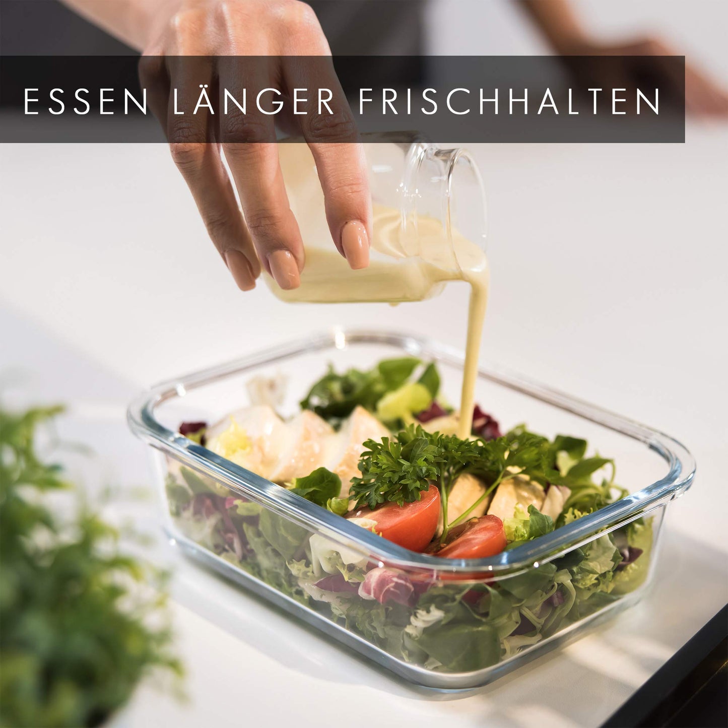GLASWERK Meal Prep Boxes (3x 1040 ml) with one compartment, glass containers with lids, food storage containers with lids, freezer containers set, glass food storage containers, glass casserole dish with lid.