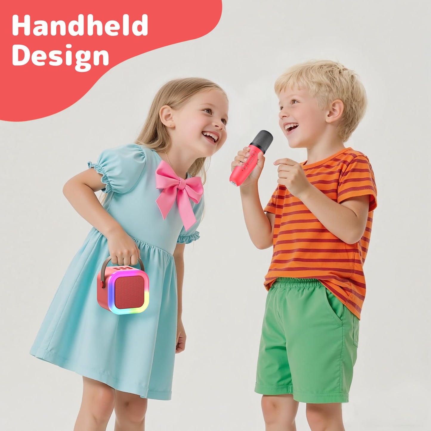 Fede Karaoke machine for kids and adults, mini karaoke machine with 2 microphones, portable Bluetooth speaker with voice effects & LED lights, gifts toys for girls and boys.