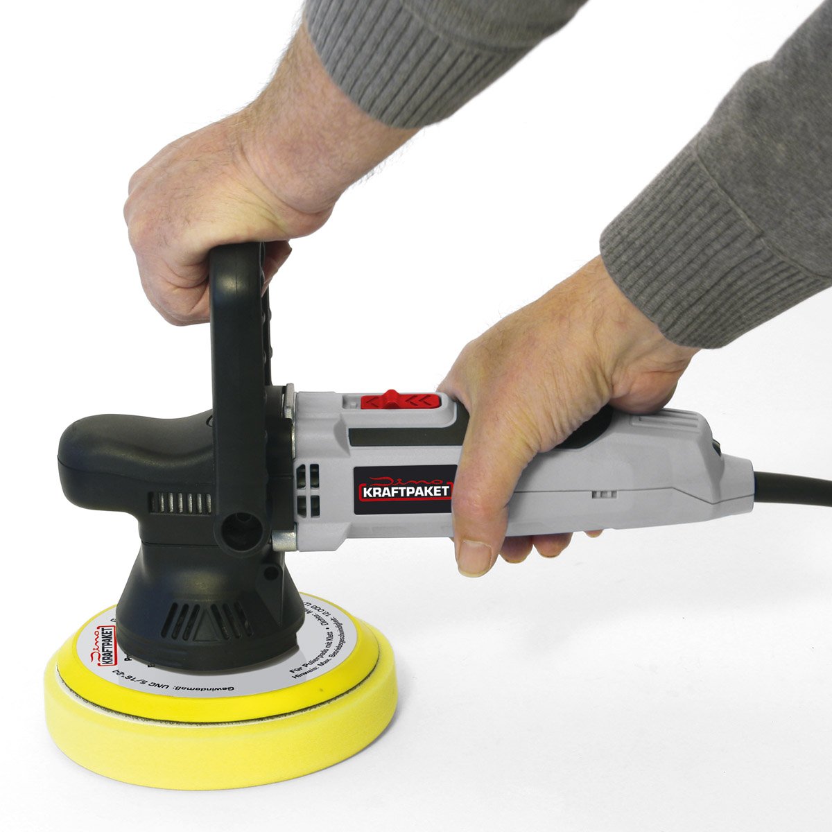 Dino KRAFTPAKET 9mm-650W Eccentric Polisher for Car Boat Vehicle in Set with Backing Plate, Polishing Pads and Bag, 150mm, Black