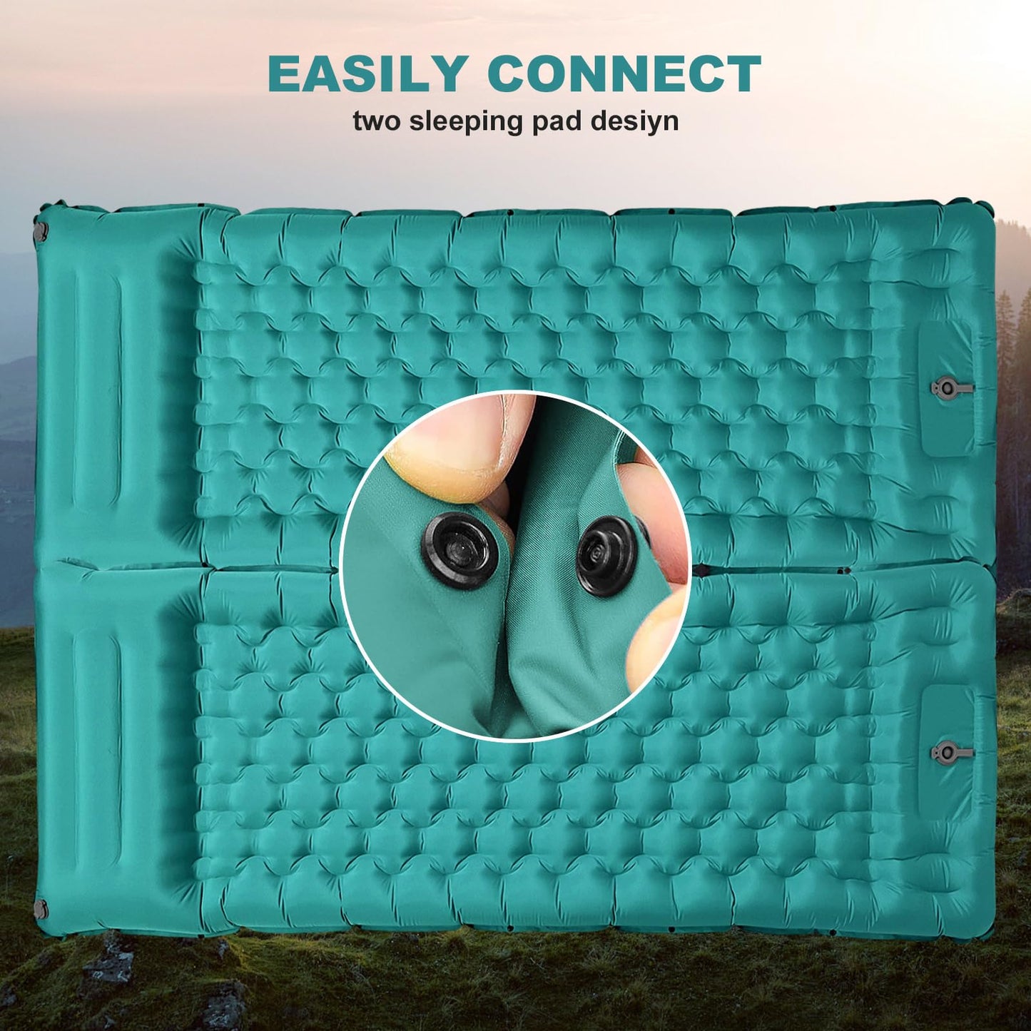 SHANNA Camping Air Mattress: Extra Thick 12cm Ultralight Self-Inflating Lightweight and Compact Inflatable Mattress with Built-in Pump, Ideal for Hiking (Peacock Blue)