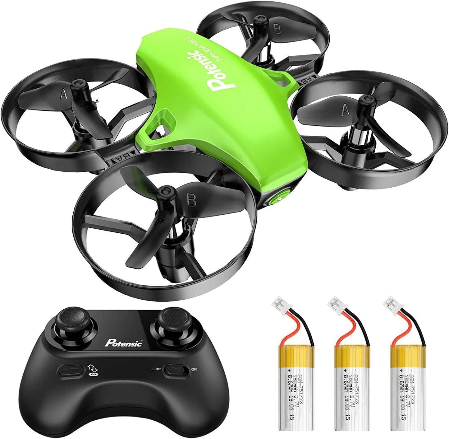 Potensic Mini Drone for Kids and Beginners with 3 Batteries, RC Quadcopter, Mini Drone with Altitude Hold Mode, One Button Take off/Landing, Headless Mode, Toy Drone Helicopter A20 Green