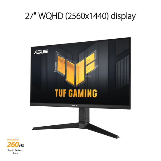 ASUS TUF Gaming VG27AQML1A - 27 inch WQHD monitor - 260 Hz, 1ms GtG, G-Sync, FreeSync, Adaptive Sync, ELMB, GameFast, DisplayHDR 400 - Fast-IPS, 16:9, 2560x1440, USB, DP, HDMI, ergonomic, speaker.