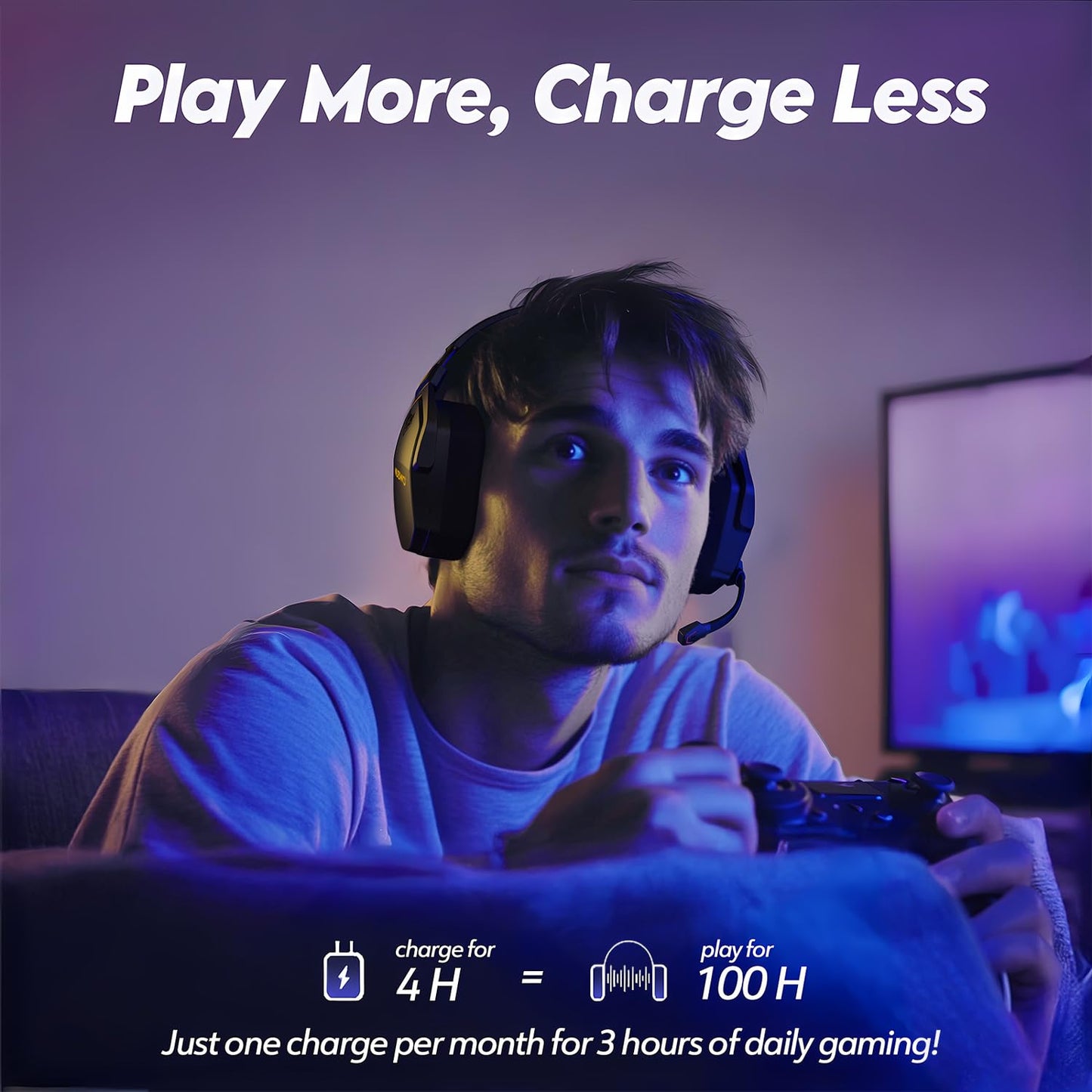 NUBWO G06 Dual Wireless Gaming Headset with microphone for PS5, PS4, PC, Mobile: 2.4 GHz Wireless + Bluetooth - 100 hours - 50mm driver - Orange
