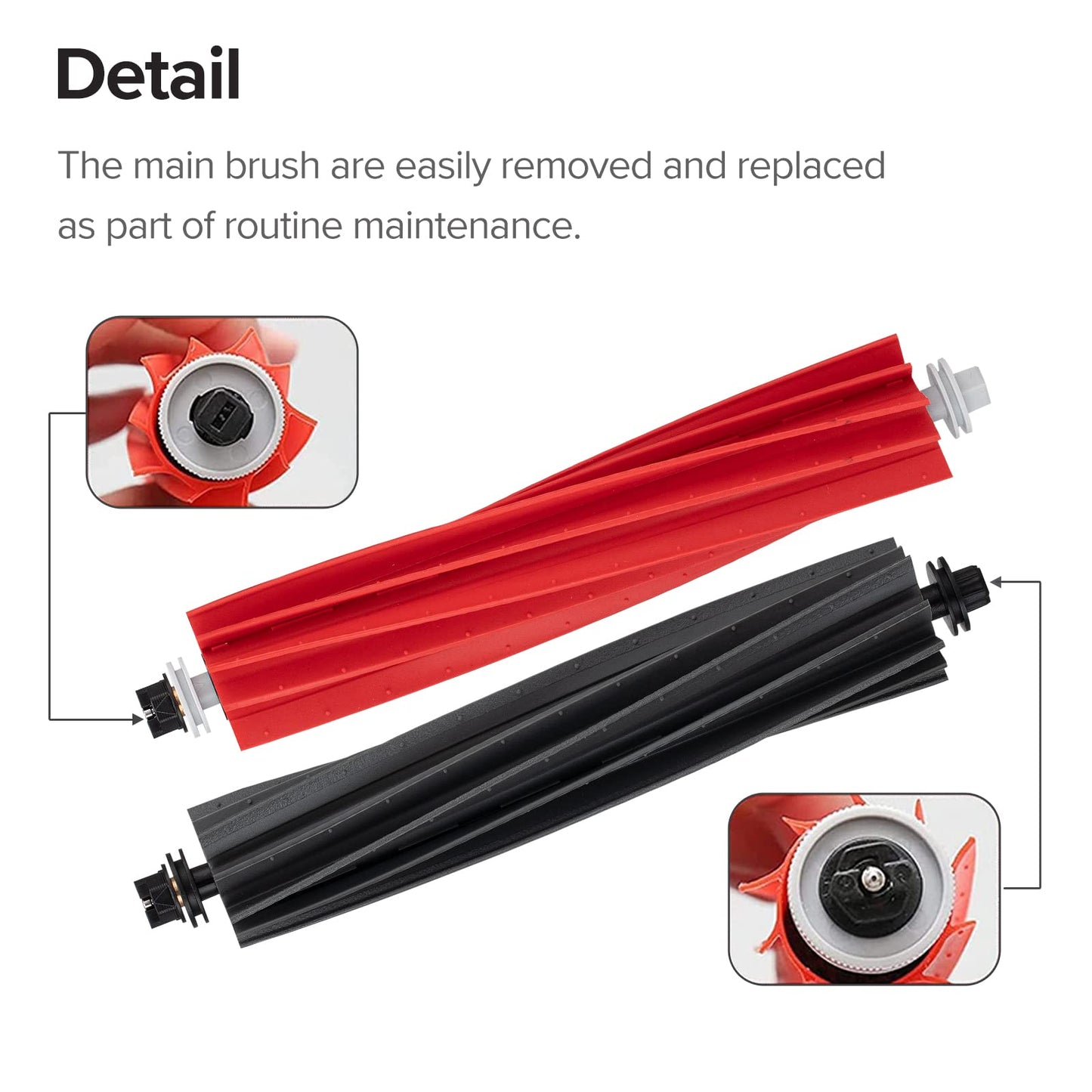 Roborock original accessory, detachable Rubber DuoRoller brush for S8/S8+/S8 Pro Ultra/Q8 max/Q8 max+/Q5 max robot vacuum.