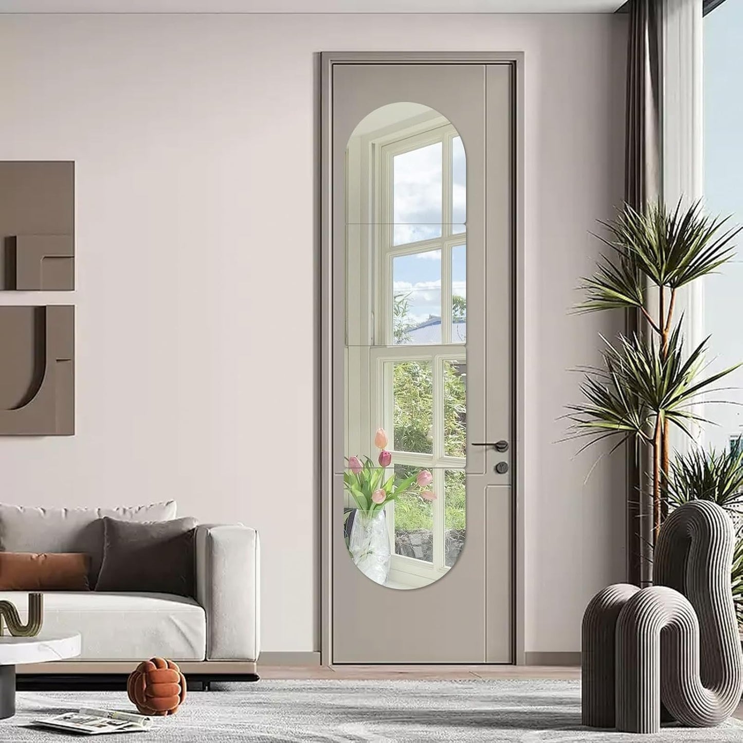 Hide 4 pieces of adhesive mirrors 30x30cm, self-adhesive stick-on mirrors, acrylic wall mirror foil 2mm thick, adhesive mirrors for bathroom living room bedroom closet