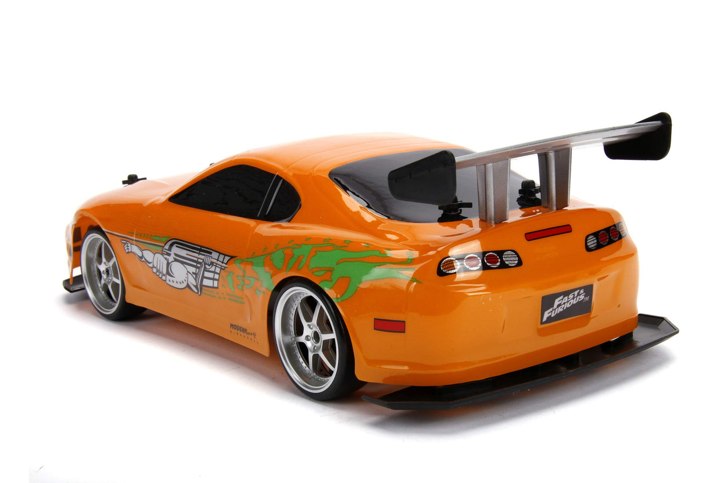Jada Toys 9330753314R03 Fast & Furious RC Car, Drift 1995 Toyota Supra, Turbo, Drift function, 4-wheel drive, Remote Control Car, 2-channel radio control, USB charging function, 1:10 scale, orange