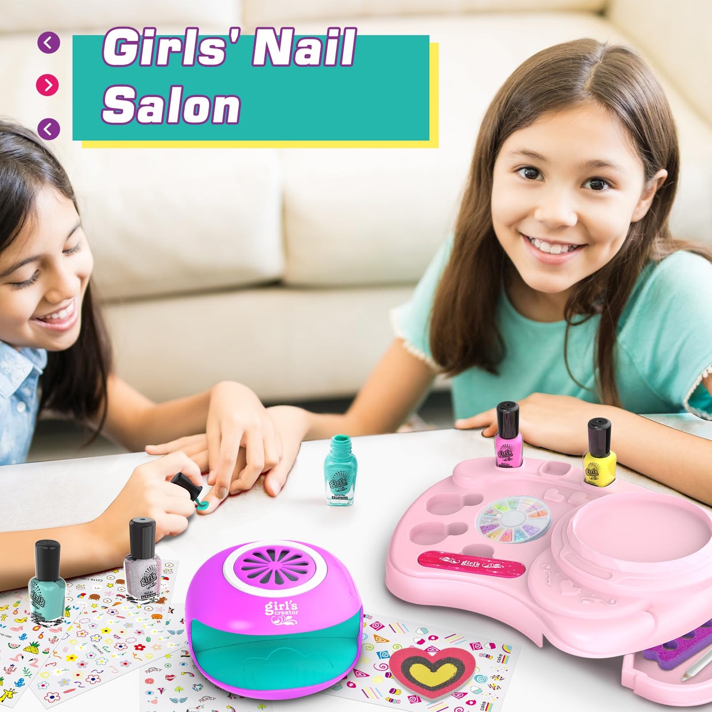 LemonDream Nail Studio Kids, Girl Gift 6 7 8 9 10 11 12-Year-Old Child Nail Polish Set, Gifts for Kids Makeup Set for Birthday Christmas Halloween Party