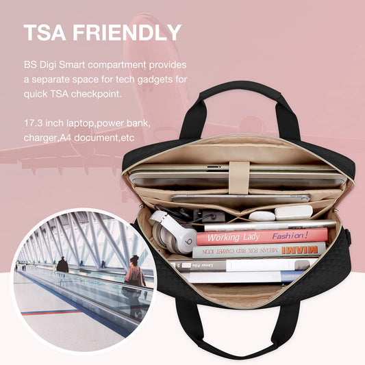 bagsmart Laptop Bag, 17.3-inch briefcase for women, large laptop bag, computer bag, office, travel, business, black