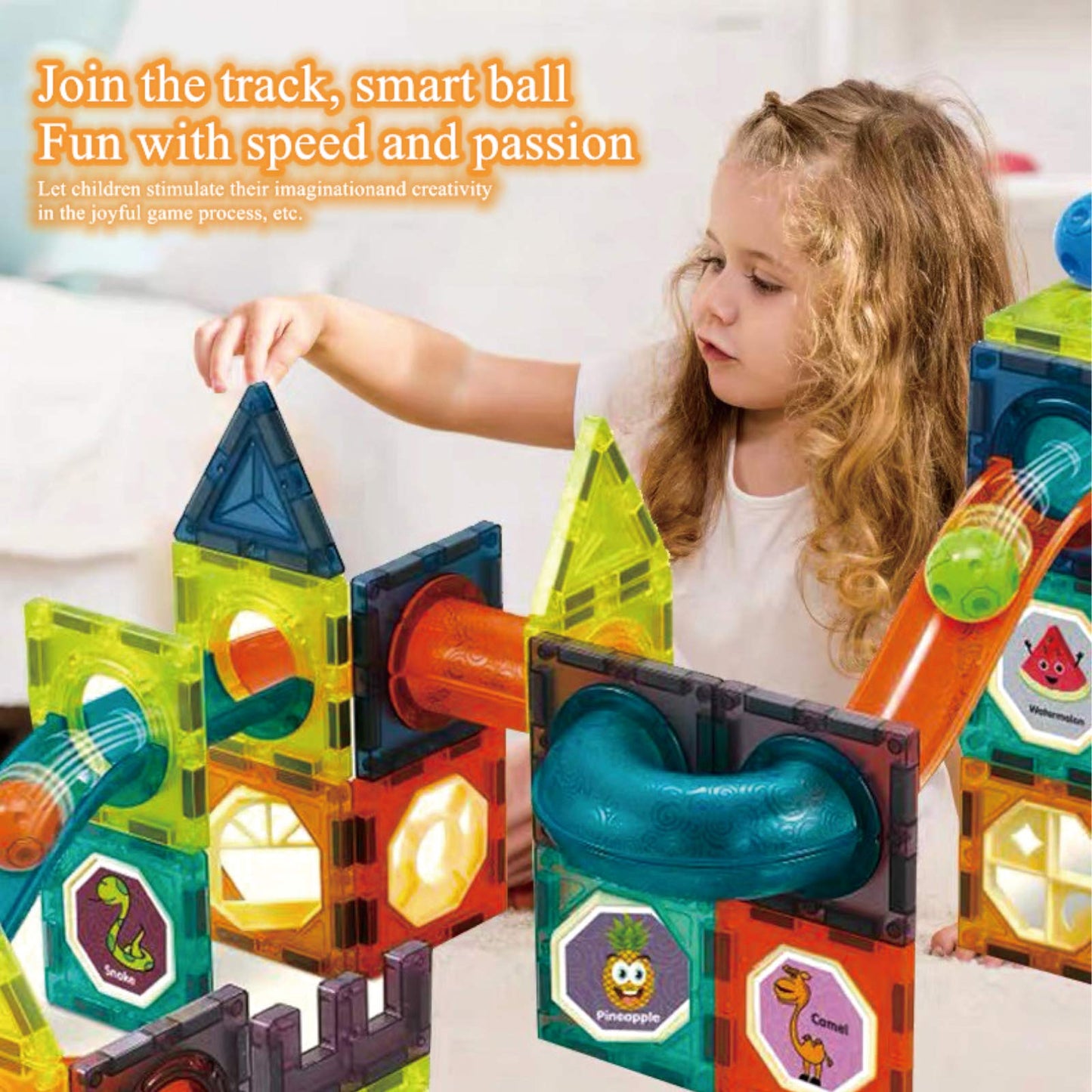 BINZKBB Magnetic Building Blocks 110 Pieces Construction Set, Montessori Toy for Kids Ages 5 6 7 8 9 10+, Ideal Educational Toy Girls Boys Gift