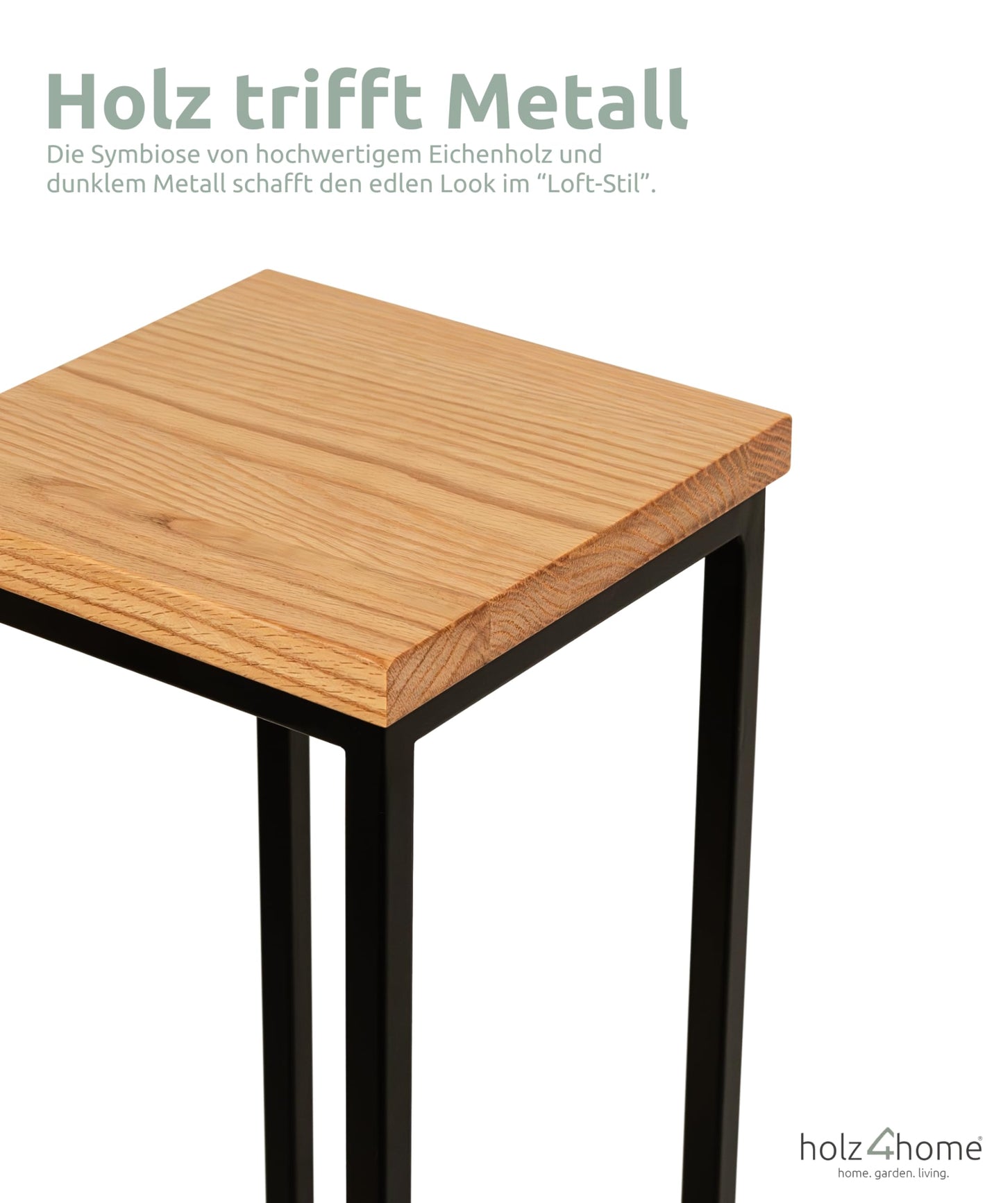 wood4home® Decorative stand made of solid oak wood I Natural oiled flower stand I Height: 90 cm I Decorative column with steel frame I Fully assembled and oiled