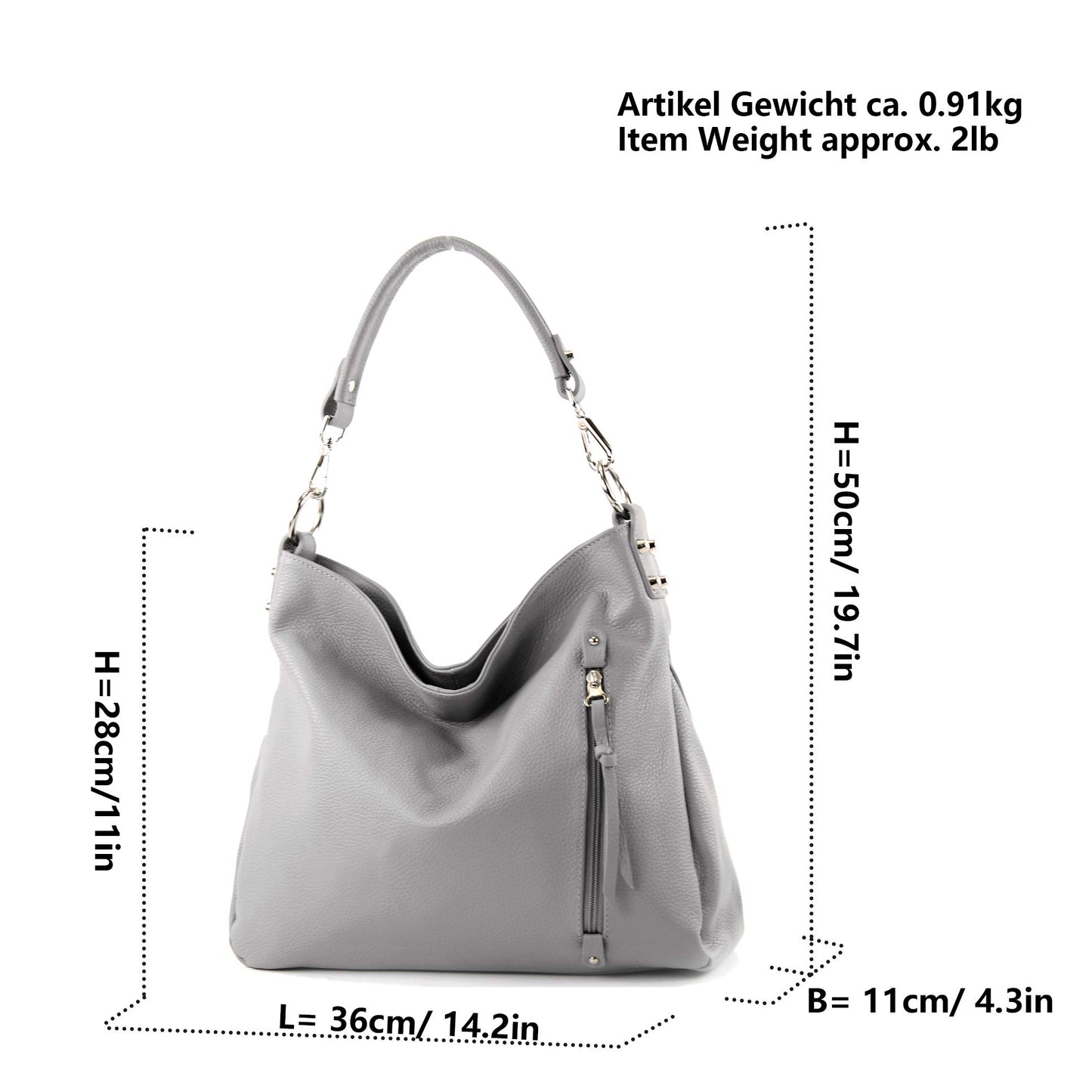 modamoda de T183 women's shoulder bag handbag tote bag real leather large handmade in Italy, color: leaf green