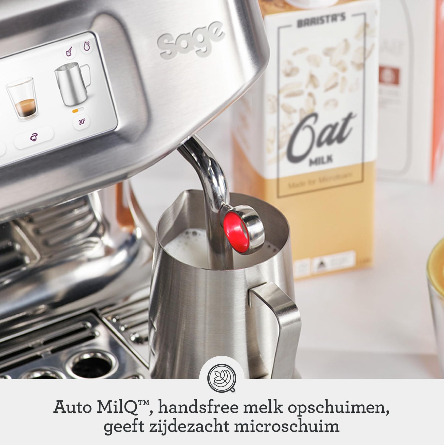 Sage - The Barista Touch Impress - coffee machine with automatic milk frothing, built-in grinder & Cold Brew function - Intelligent dosing, assisted tamping - Black stainless steel