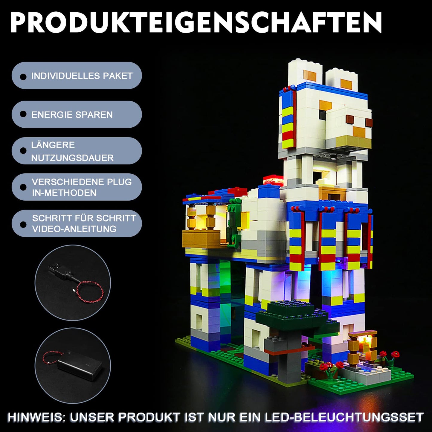 Voice control LED light set for Lego 21188 Minecraft The Llama Village set (No Lego model), decoration lighting set for Minecraft Lego The Llama Village. Creative gift.