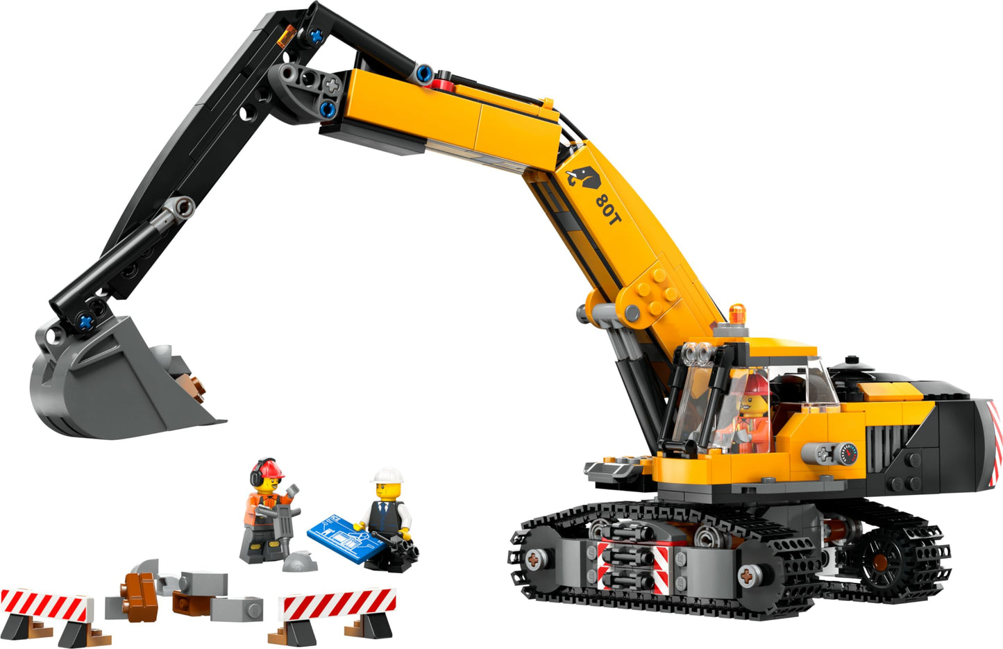 LEGO City Crawler Excavator, toy excavator for kids aged 8 and up, construction toy with excavator model, buildable truck with accessories, and 3 minifigures 60420