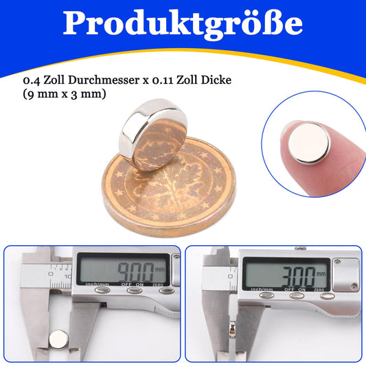 100 pieces of Neodymium Magnets, 9x3mm Round Magnets, Strong Magnets for Magnet Board, Small Magnets for Whiteboard, Craft Magnets, Fridge Magnets, Magnets with Strong Hold.