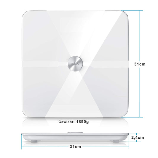 CSL-Computer Bluetooth Body Fat Scale - Apple Health compatible - Digital Multifunction Scale - Bathroom Body Weight Scale - for iOS + Android - White