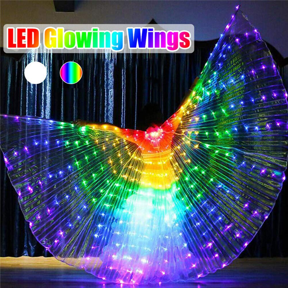LED Angel Wings with LED Angel Wings, 360 Degree LED Swivel, Complete Swivel, LED Wings for Carnival, Halloween, Christmas (white)