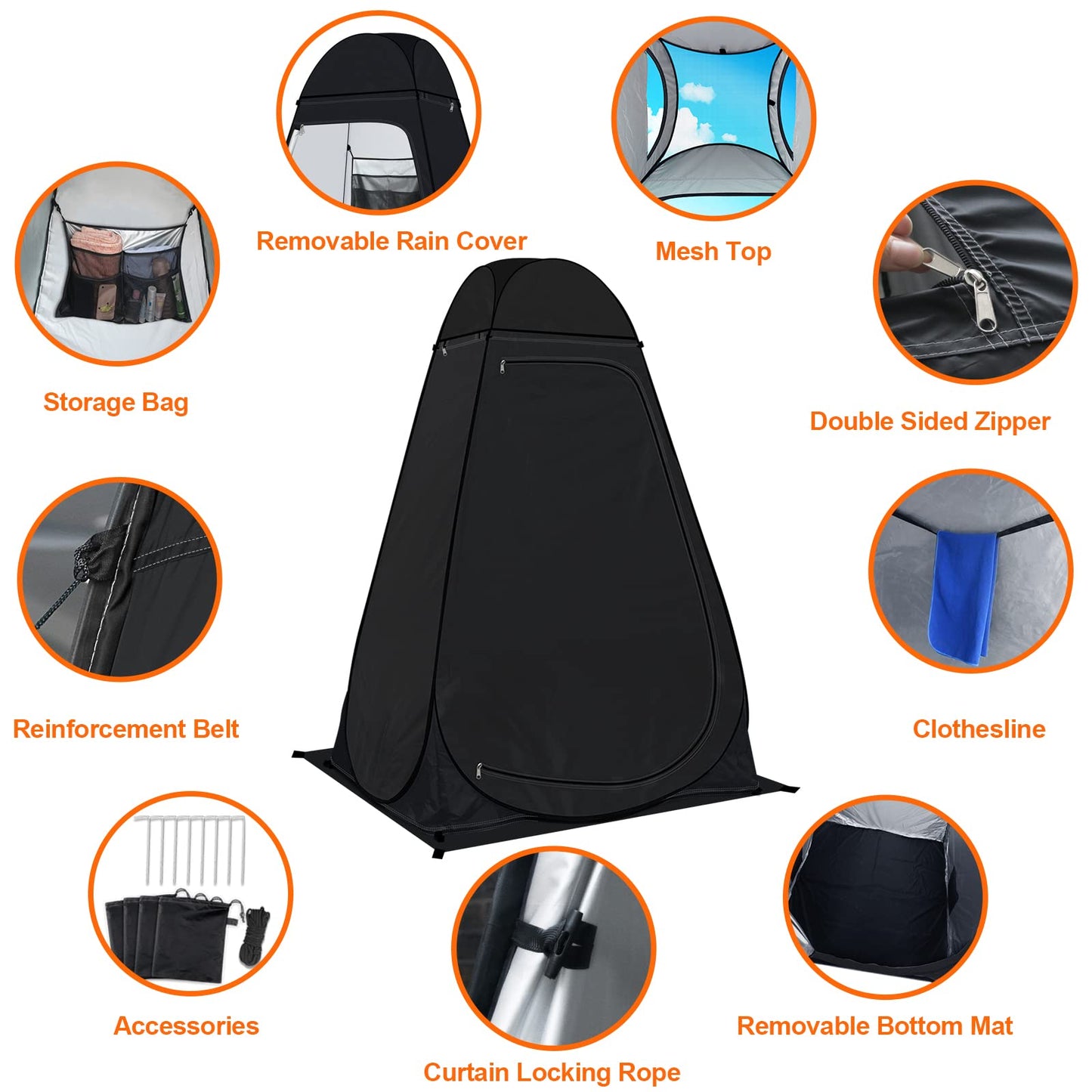 Camping toilet tent Rigloo shower tent Pop Up dressing tent Privacy toilet tent changing room portable outdoor WC tent for camping & beach, with carrying bag (UV 50+)
