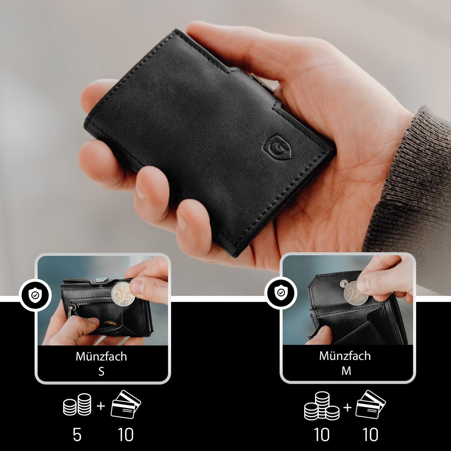GenTo - Slim wallet with coin pocket & RFID NFC protection - Mini wallet - thin slim card holder money clip credit card holder men & women - includes gift box