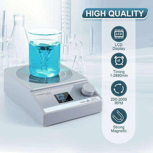 ANZESER magnetic stirrer with timer, 3.5L digital magnetic stirrer, magnetic stirring plate with LCD display.