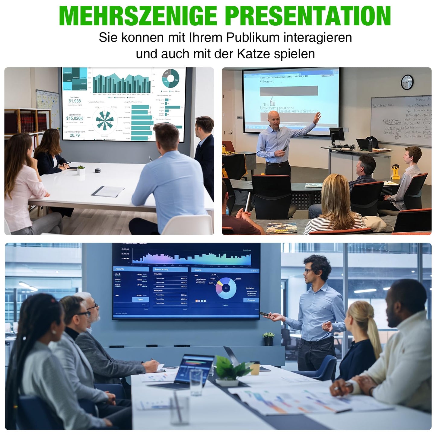 Rechargeable USB C Green Presenter, 2.4 GHz Wireless PowerPoint Remote, Green Pointer for Presentations, Presentation Remote for Windows/Mac/PowerPoint/Keynote/Google Slides/PDF.