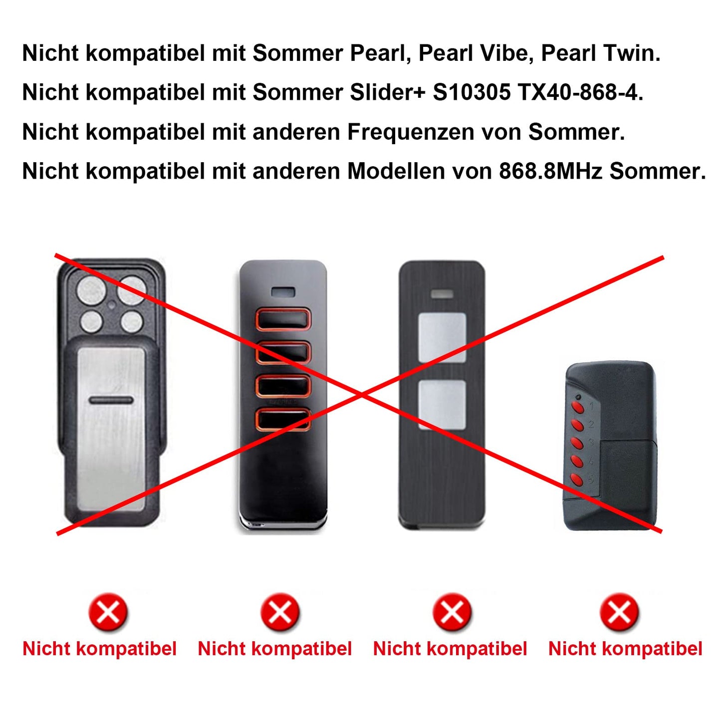 2 x 868.8 MHz garage door remote control only compatible with Sommer gate drives 4020 TX03-868-4 4020V000 4-command transmitter
