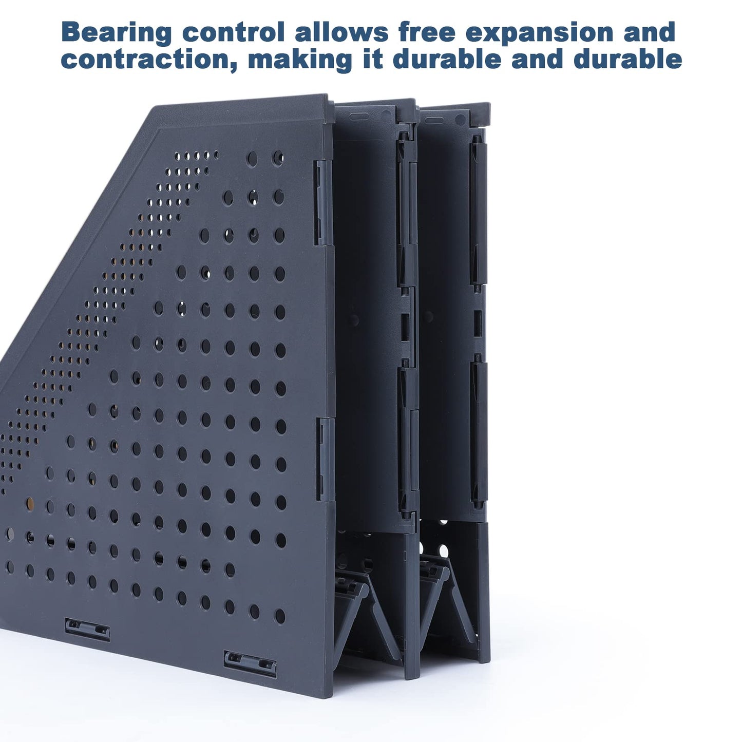 FRETONBA Foldable Standing File Holder, 2 Pieces, for A4, File Magazine Holder with 2 Compartments, Desk Organizer for Office Organization and Storage, School Office Desk Organizer, Dark Grey