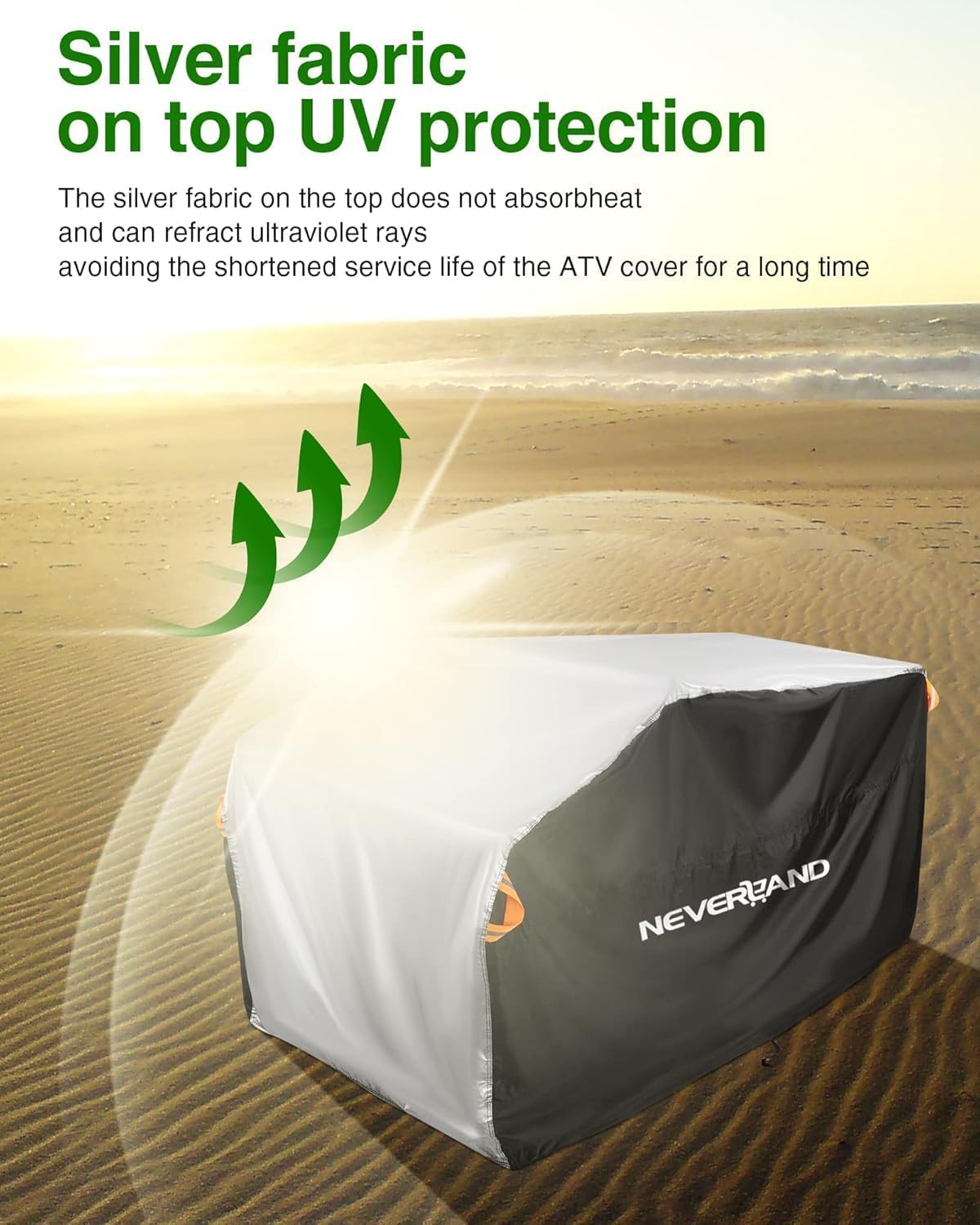 NEVERLAND XXXL Quad ATV Cover - Vehicle Protection Cover 256 * 110 * 120cm Phosphorescent Dirt-resistant Winterproof Dustproof Rain UV Protection Black & Silver