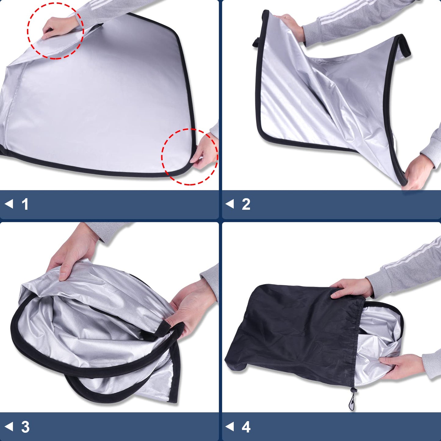 JOOLESER Car Windshield Sun Shade - Blocks UV Rays Sun Visor Protector, Sunshade to Keep Your Vehicle Cool and Damage Free, Easy to Use, Fits Windshields of Various Sizes (L)
