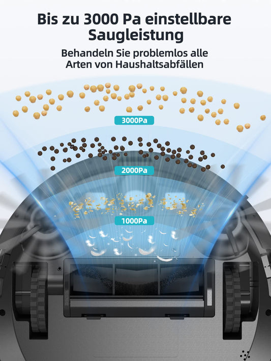 HONITURE G20 Robot Vacuum Cleaner with Mop Function, 4000Pa Suction, Sweep, Suck, and Mop 3 in 1 Robot Vacuum, Ideal for Pet Hair, Carpets, Hard Floors, Voice, Remote Control, White, L