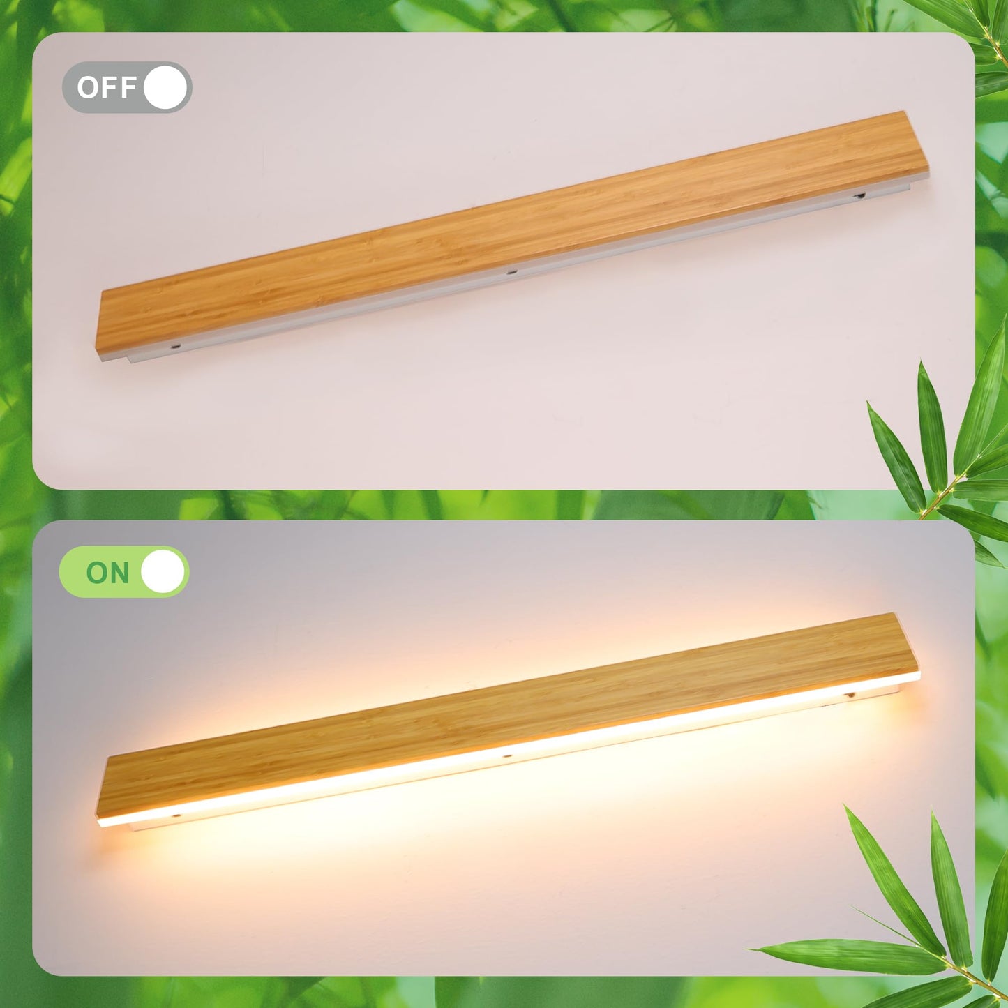 LED wall light indoor wood wall lamp bamboo wood long wall light 31W warm white 3000k lamp wood modern wall lighting for bedroom living room hallway staircase indoor lighting night light, 100cm
