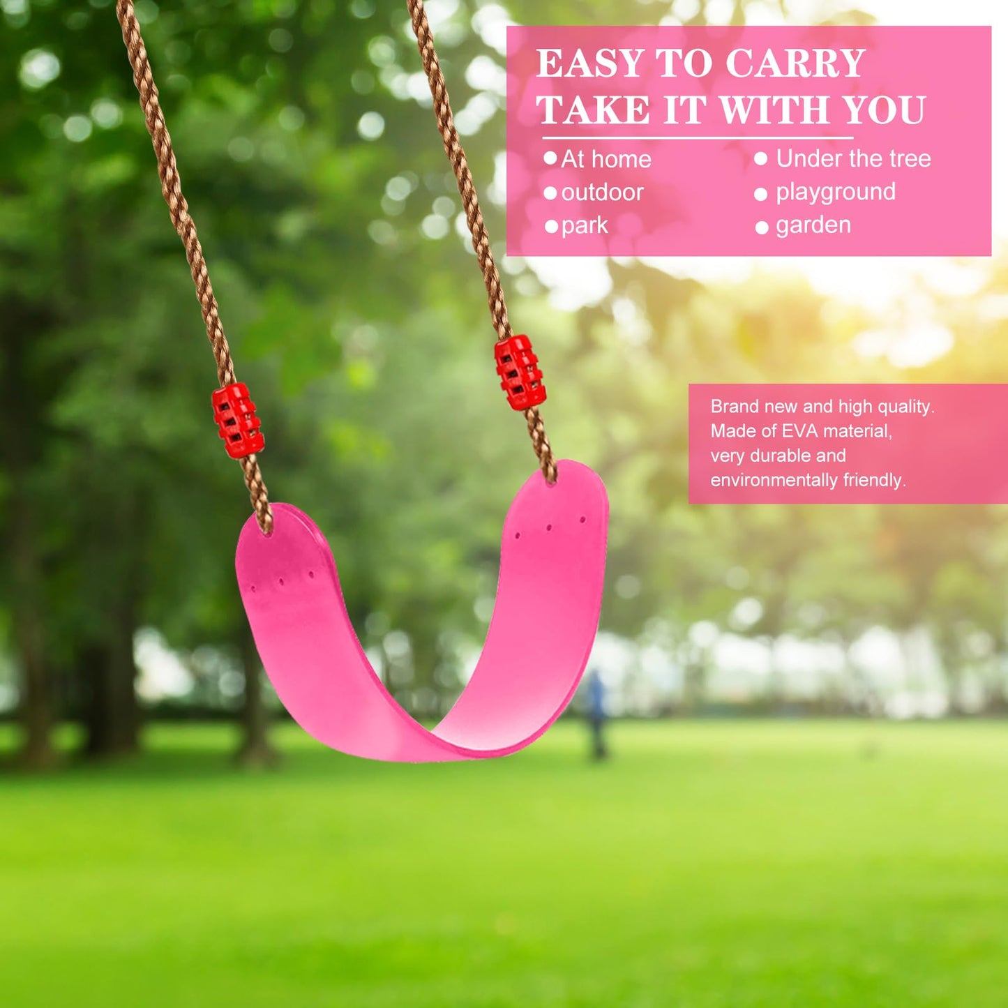 EXTSUD Swing Outdoor, Elastic Kids Swing EVA Soft Board U-Swing Board Swing Seat Swing Board Garden Toy Children, Pink
