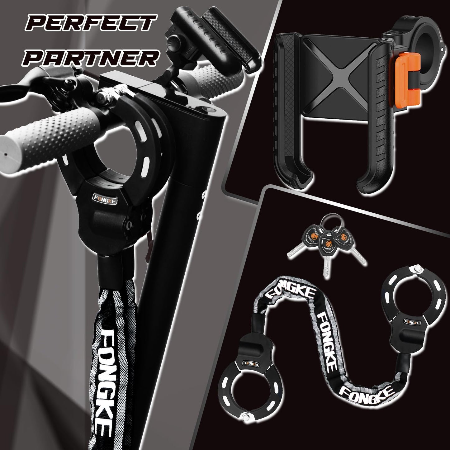 E-scooter lock, lock for e-scooter with bracket, bicycle lock theft-proof, handcuff lock, high-security locks for scooter roller/e-bike/motorcycle.