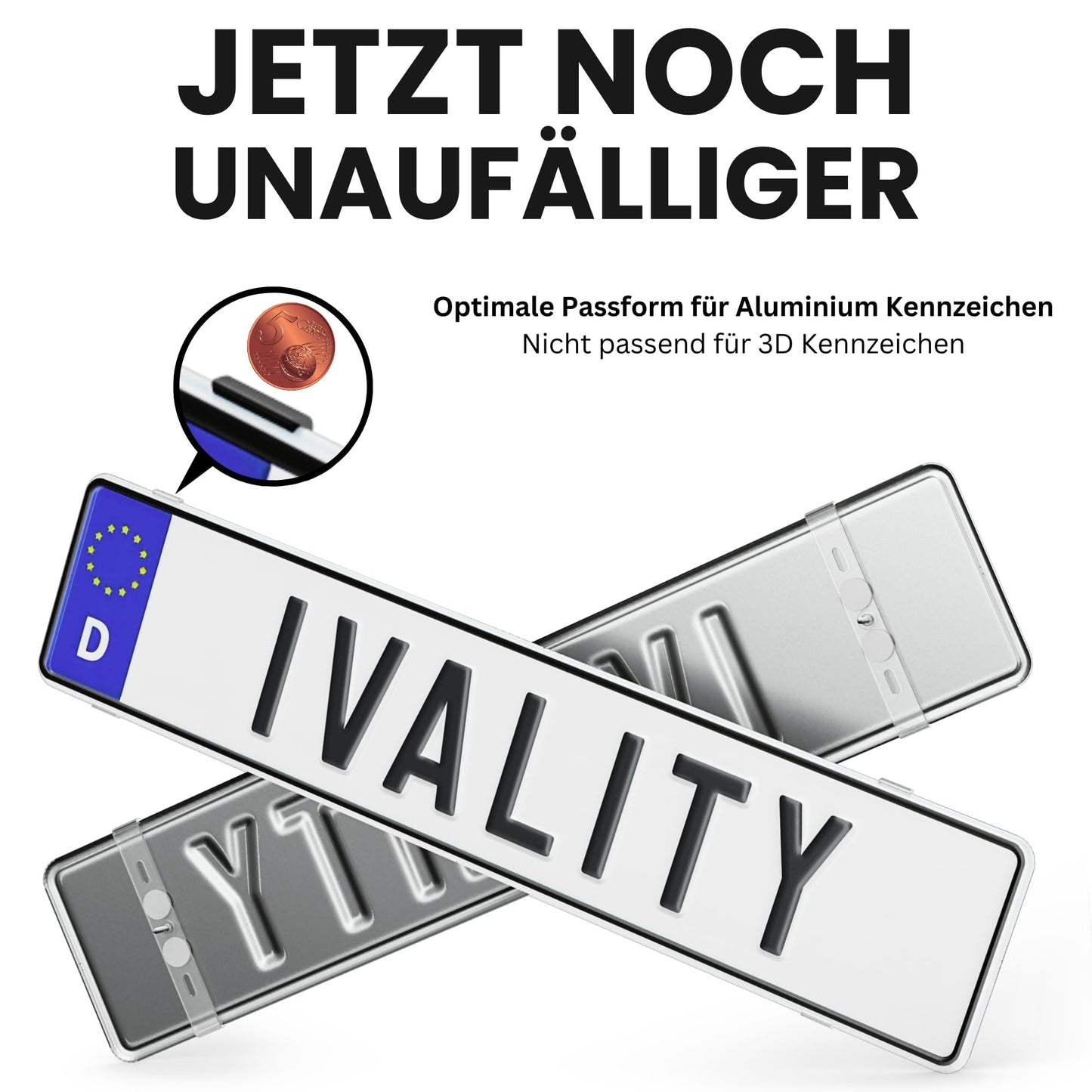 IVALITYยฎ License Plate Holder Frameless - Bracket for 2X German License Plates, Universal License Plate Holder, Car License Plate Mount, 100% legal and Made in Germany.