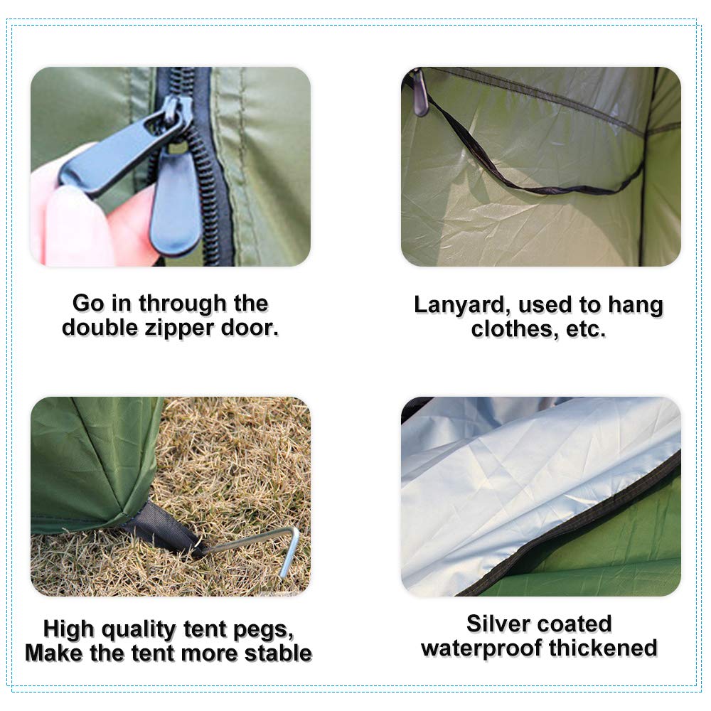 Pop-up throw tent for camping outdoors. Ultralight, portable, and private shelter tent.