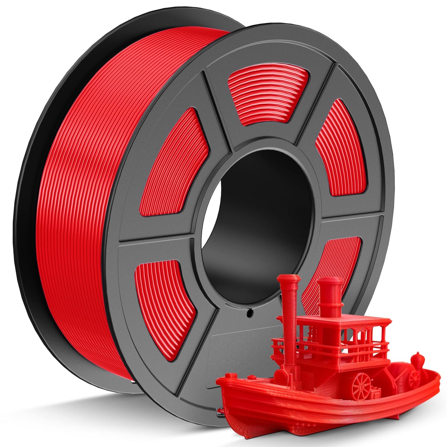 TECBEARS PLA+ filament 1.75mm Red, enhanced toughness PLA Plus, more durable and stronger 3D printer filament, 0-300mm/s printing speed, 1KG spools, dimensional accuracy +/- 0.02mm
