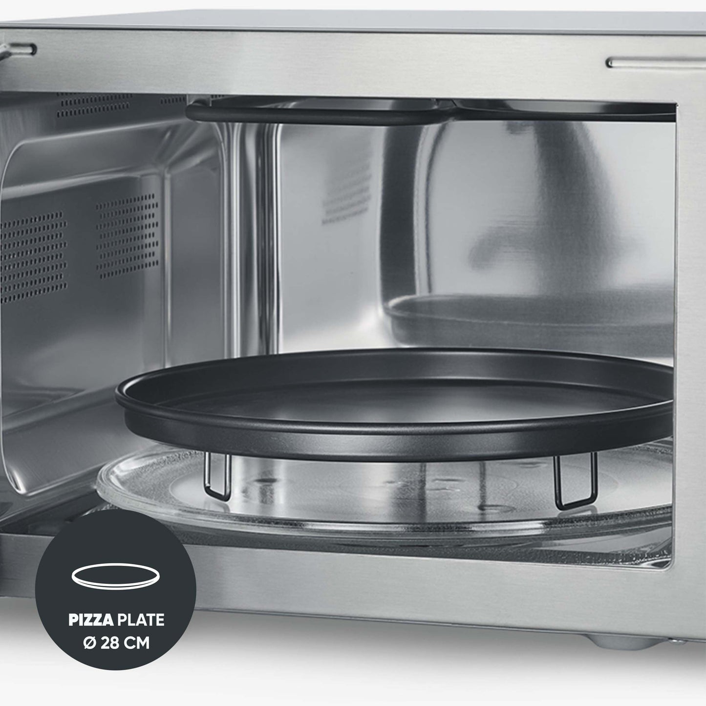 SEVERIN microwave with grill and hot air function 3-in-1, for thawing, steaming and heating, microwave with turntable, brushed stainless steel/silver, MW 7774