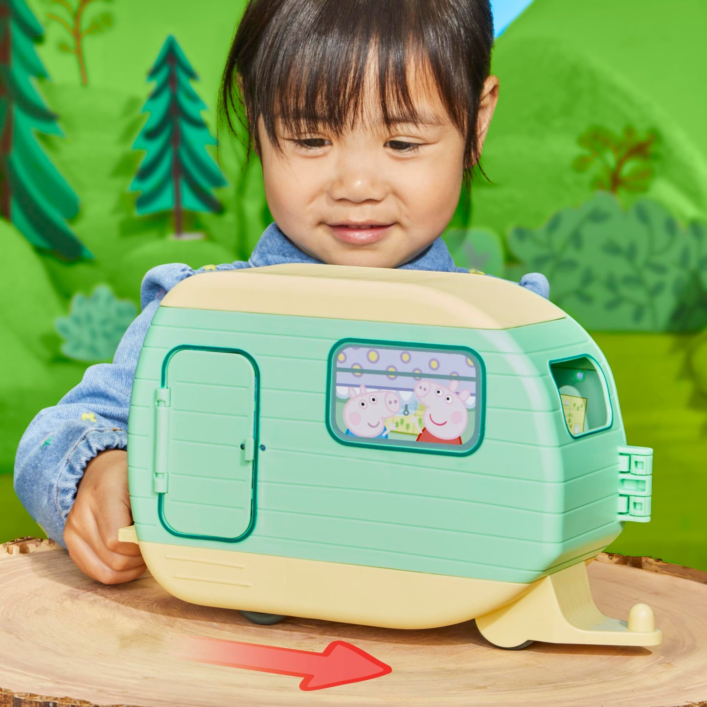 Peppa Pig Peppa's Camper Van Playset & Peppa's Adventures Peppa's Red Family Car Preschool Toy, language and sound effects, includes 2 figures, suitable for ages 3 and up.