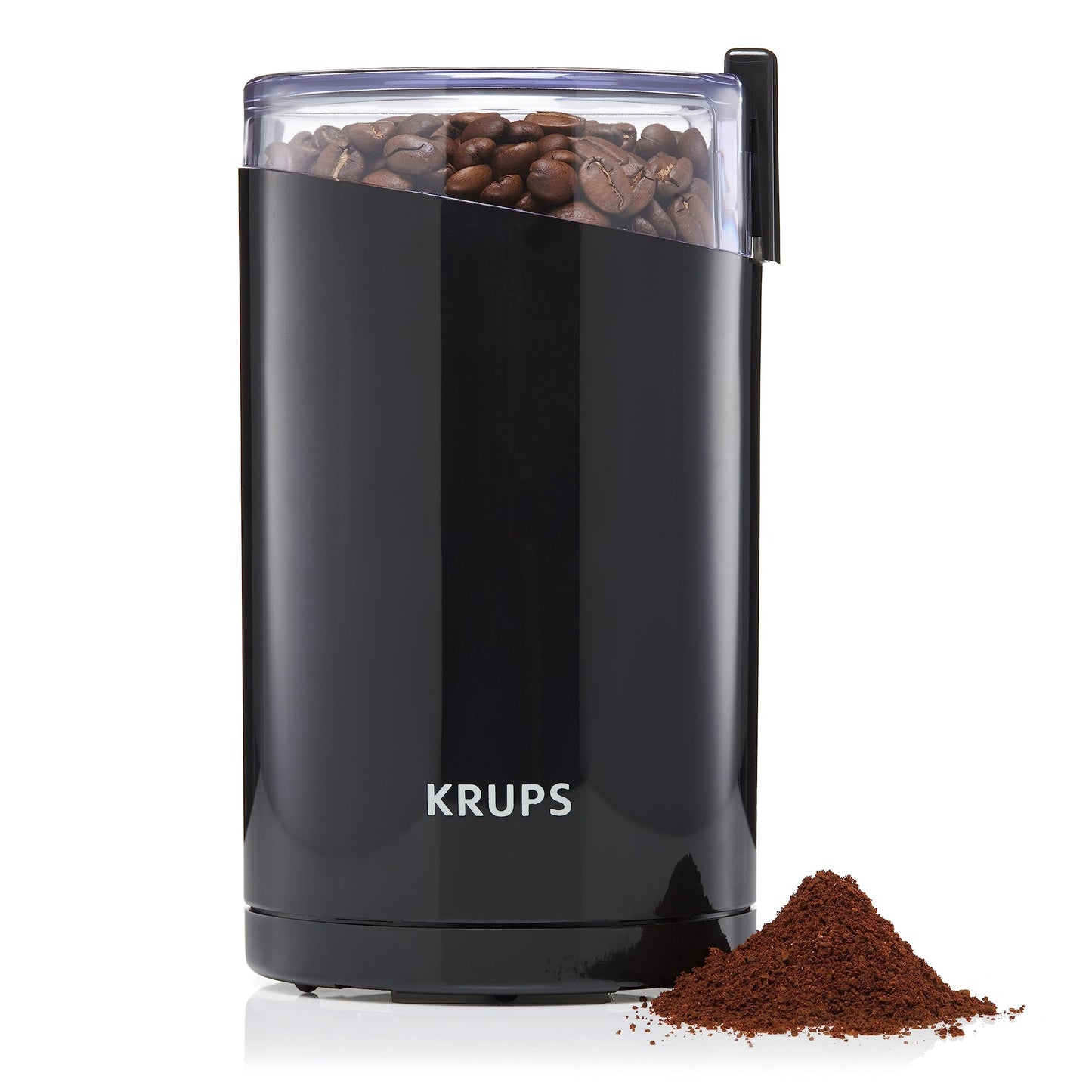 Krups F20342 Coffee and Spice Grinder in One, Powerful Motor, Adjustable Grind Size, 75g Capacity, Stainless Steel Blade, Safety Lid, Anti-Slip Feet, Black.