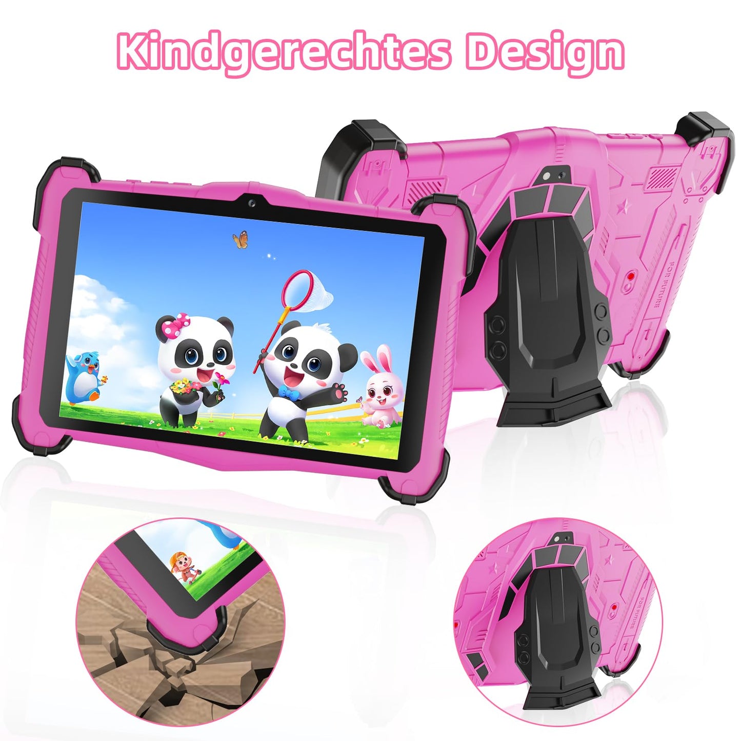 EagleSoar Kids Tablet 10 Inch, Android 14 with Octa-Core Processor for Kids Ages 3-12, 10GB RAM + 64GB ROM, with Educational Software and Parental Control (Pink)