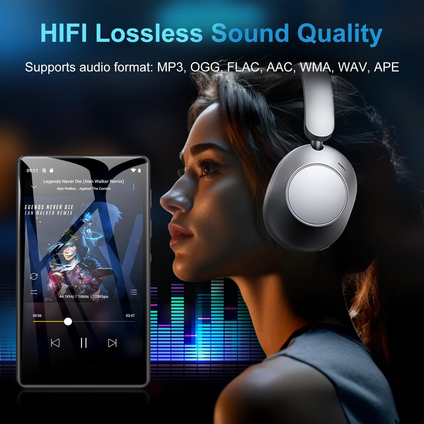80GB MP3 player with Bluetooth and WiFi, SWOFY 4.0-inch touchscreen MP3 & MP4 player Android, portable kids music player with Spotify, Amazon Music, radio, recorder, e-book, browser.