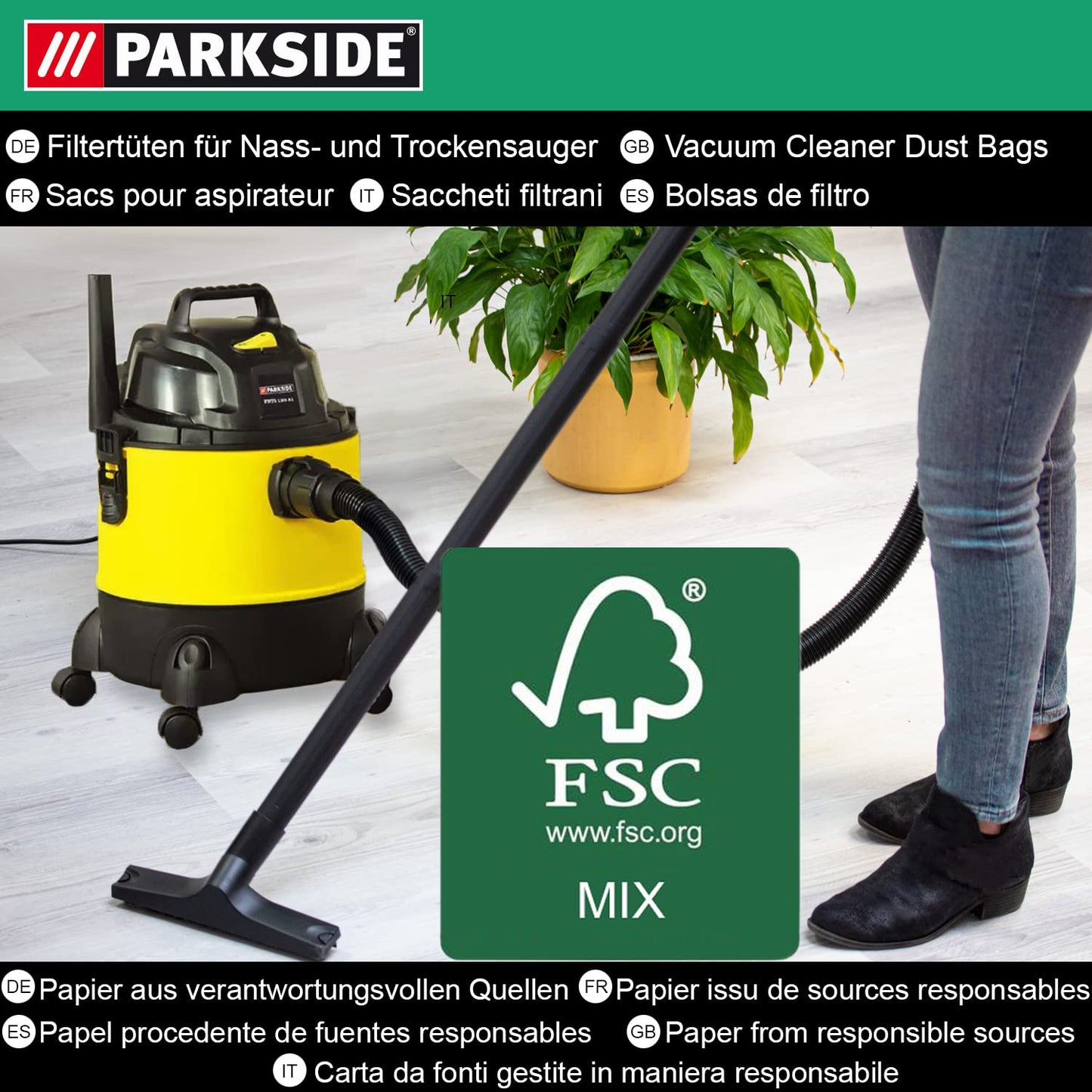 10 original Parkside Lidl dust bags for wet-dry vacuums PWD 25, 30, PNTS 23, 30, 1400, 1500 A1, A2, B1, C1, D1, B2, B3, E2, C4, D5, F2, H4.